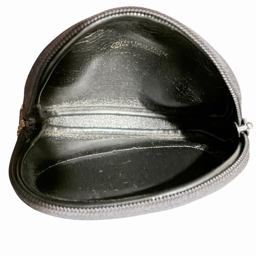 Christian Dior Vintage Trotter Monogram Oval Zip Coin Purse Pouch Black Gray - Picture 10 of 11